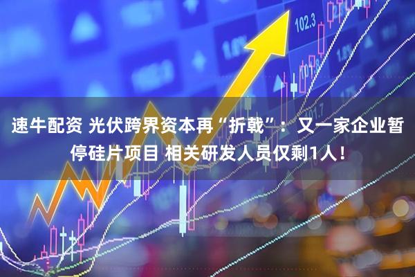 速牛配资 光伏跨界资本再“折戟”：又一家企业暂停硅片项目 相关研发人员仅剩1人！