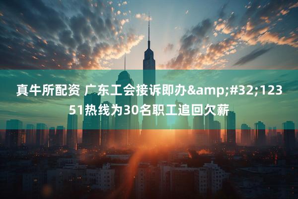 真牛所配资 广东工会接诉即办&#32;12351热线为30名职工追回欠薪